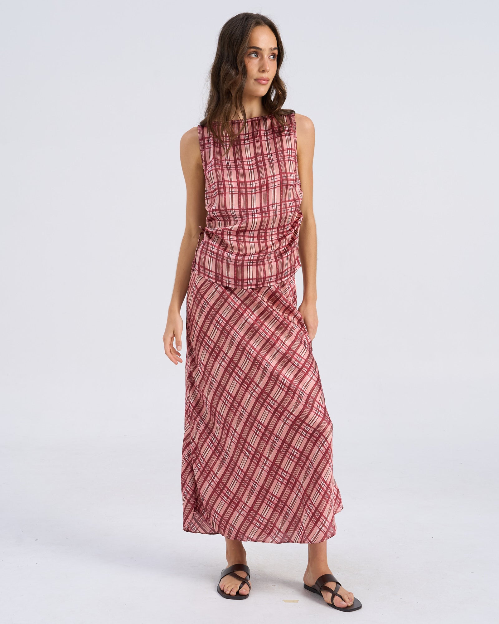 VMILSE SLEEVELESS CHECK TOP